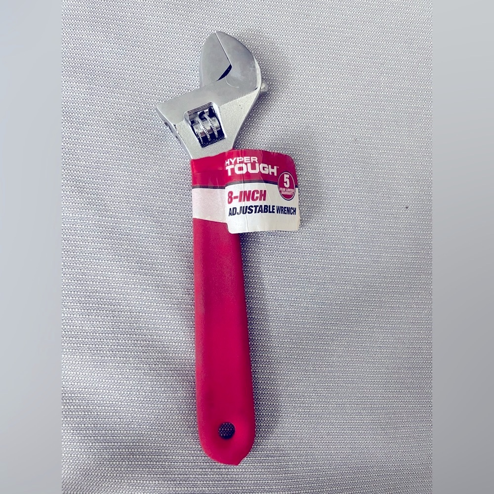 Hyper Tough 8-Inch Adjustable Wrench – Like New with Red Handle